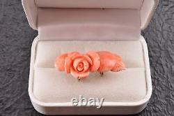 Japanese Antique pink Coral (1.41in 65ct) Rose OBIDOME with certificate and Box