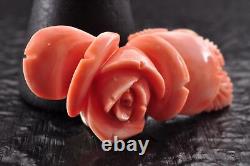 Japanese Antique pink Coral (1.41in 65ct) Rose OBIDOME with certificate and Box