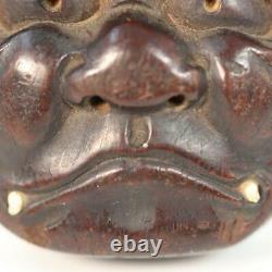 Japanese Antique wooden Big Face Netsuke Fine decoration Signed NW161