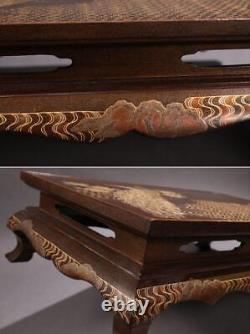 Japanese Antiques Fine RADEN Gold MAKI-E KADAI Peacock Flat Table IKEBANA SADO
