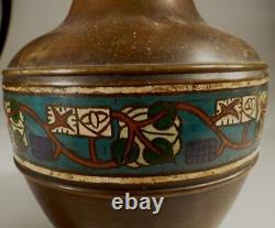 Japanese Bronze Vase Very Fine With Cloissone Detail