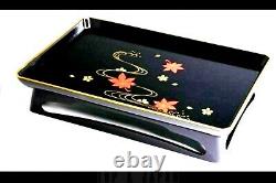 Japanese Fine Black Lacquered Wood Table dinner tray Stand SAMURAI Fast Shipping