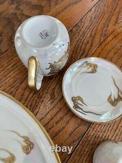 Japanese Iridescent Gold Dragon Ware Fine Bone China Porcelain Tea Set Teapot
