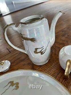 Japanese Iridescent Gold Dragon Ware Fine Bone China Porcelain Tea Set Teapot
