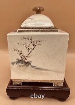 Japanese Meiji Satsuma Lidded Jar With Fine Decorations By Fuzan