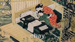 Japanese Petite Fine Woman's Hand Painted Garden Screen