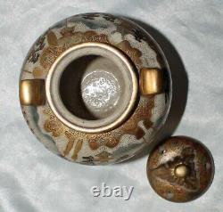 Japanese Satsuma Footed Censer Incense Burner Vase Finely Detailed