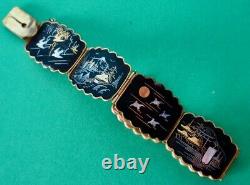 Japanese Shakudo Gold Silver Bracelet Antique Meiji Period ca. 1900 Hallmarked