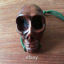 Japanese fine Netsuke classic engraved fastener Artistic Skull born made of wood