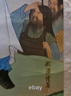Japanese watercolor on silk painting scroll fine painted Emperor Jinmu