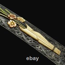Kozuka Japanese Sword Japan Antique Flowers Fine Carving Shibayama Work Edo era