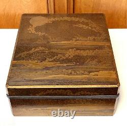 Large Fine Antique Japanese Lacquer Box Early Edo Period