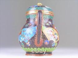 MEIJI Era CLOISONNE Sugar Pot 5 inch Old Fine Art Japanese Antique art