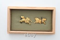 Menuki Japanese antique made of gold Mumei a fine horse design Edo era