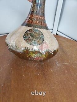 Pair RARE Dragon & Very Fine Phoenix Butterfly Japanese Cloisonne Trumpet Vase