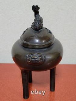 QILIN BRONZE Censer 7 in Japanese Antique Incense Burner KORO Okimono Fine Art