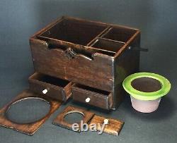 Rare And Fine 19th Century Antique Japanese Wood Case With Handle And Drawers