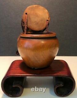Rare, Antique Finely Carved Japanese Boxwood Haunted Face Tonkotsu-tobacco Box