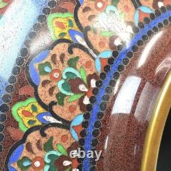 Rare! Japanese Antique Meiji Ando Cloisonne Fine Komon Phoenix Dragon Large Vase