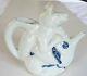 Rare Antique Japanese Hirado Fine Porcelain Blue & White Dog Teapot Or Sake Ewer