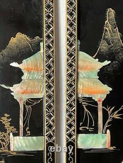 Set Fine 4 Japanese Shibayama Gilt Artworks Temple Geisha Lady's Wall Plaques