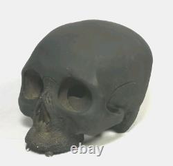 Skull Pottery Statue Sharekoube 7.4 inch Japanese Antique Fine art Figurine
