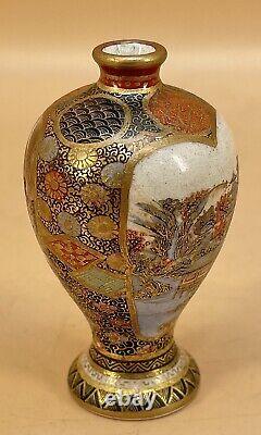 Small Fine Japanese Meiji Period Satsuma Vase, Signed