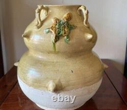 TURTLE Vase 7.8 inch Japanese Antique OKIMONO Old Pottery Figurine Fine Art