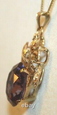 Ty Lee Purple Synthetic Alexandrite Gold Pendant Japanese Detail Signed Tyl 14k