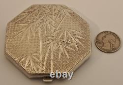 VINTAGE Sterling Silver 950 Fine COMPACT JAPANESE Hand Chased Bamboo NICE