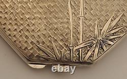 VINTAGE Sterling Silver 950 Fine COMPACT JAPANESE Hand Chased Bamboo NICE