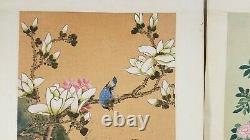 VTG Original Japanese Bird Paintings On Rice Paper In Guache Very Fine Detail