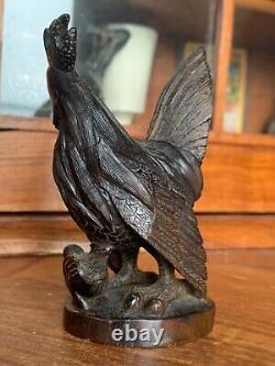 Very Fine Antique Japanese Rooster Okimono Signed Mark Museum Quality