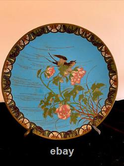 Very Fine Antique Meiji Japanese Cloisonne Charger Late 1800s