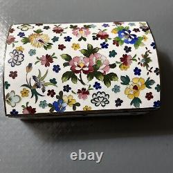 Very Fine Japanese Inaba Cloisonne 6 1/3x 4 1/3 X2 2/3 Floral Jewelry Box