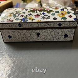 Very Fine Japanese Inaba Cloisonne 6 1/3x 4 1/3 X2 2/3 Floral Jewelry Box