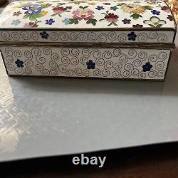 Very Fine Japanese Inaba Cloisonne 6 1/3x 4 1/3 X2 2/3 Floral Jewelry Box