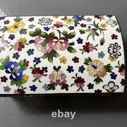 Very Fine Japanese Inaba Cloisonne 6 1/3x 4 1/3 X2 2/3 Floral Jewelry Box