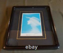 Very Fine Small Japanese Woman in Sky Blue Background Framed Signed Wakao