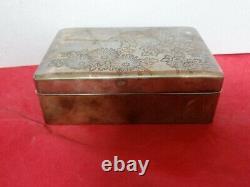 Very Fine Vintage Antique Japanese 999 Sterling Silver Engraved Box Signed