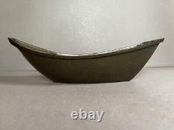 Very fine Japanese Meiji solid bronze Ikebana boat vase Bonsai planter 13.5