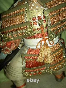 Very fine, antique JAPANESE Onna-Bugeisha, female warrior doll with glass eyes
