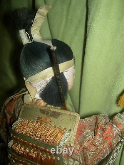 Very fine, antique JAPANESE Onna-Bugeisha, female warrior doll with glass eyes