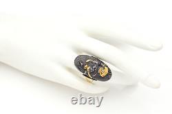 Victorian 14K Yellow Gold & Mixed Metal Japanese Shakudo Oval Cocktail Ring