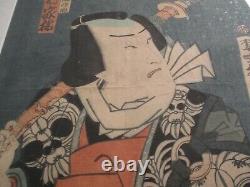 Vintage Antique Japanese Woodblock Print Warrior Samurai Portrait Fine Scholar