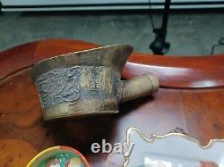 Vintage Asian Chinese Japanese Tobacco Vase Dragon Brass Burner Japan Game Fine
