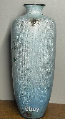 12 Beaux vases japonais antiques de l'époque Meiji signés Ginbari Cloisonné Wisteria Fish
