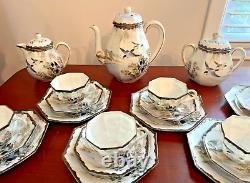 30 Pc Ensemble de thé en porcelaine japonaise fine signée par un artiste antique pour 6 personnes