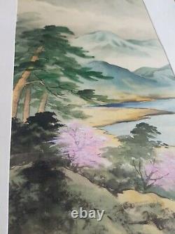 3 Antique Signé Japonais Beaux Art Oriental Aquarelles Panneaux En Soie Monture Fuji