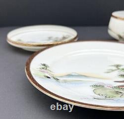 Ancien Japonais, Satsuma, Service à thé en porcelaine fine complet pour 12 personnes, Signé